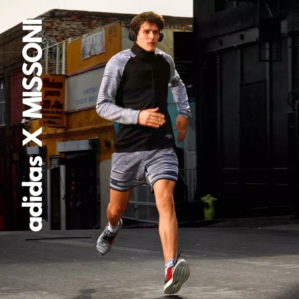 ADIDAS X MISSONI Men's 'PHX' Knit Space-Dyed Melange Jacket Black/White/Gray - L - Picture 9 of 13